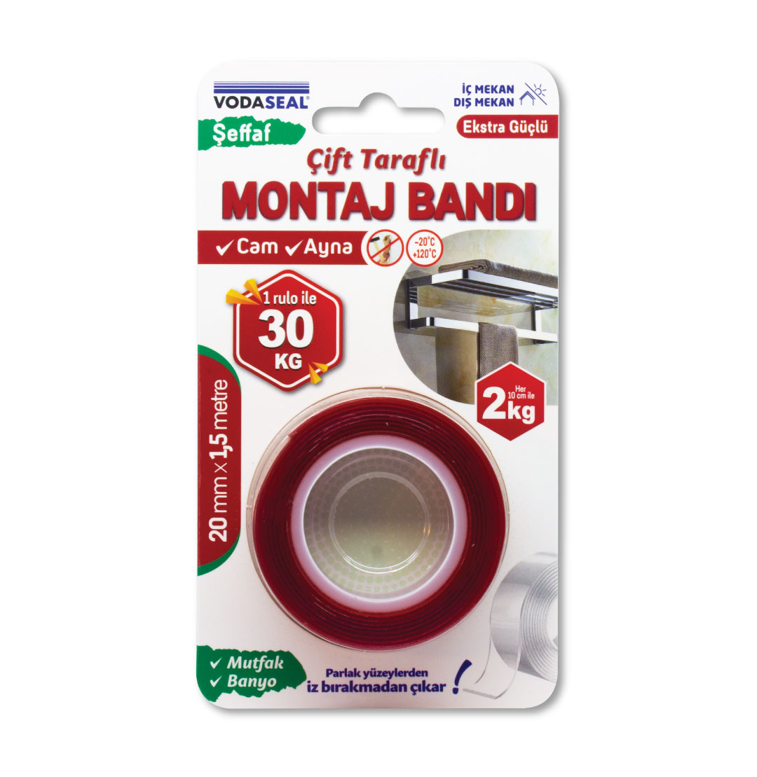 Superfix Çift Taraflı Montaj Bandı 20mm x 1,5m Şeffaf